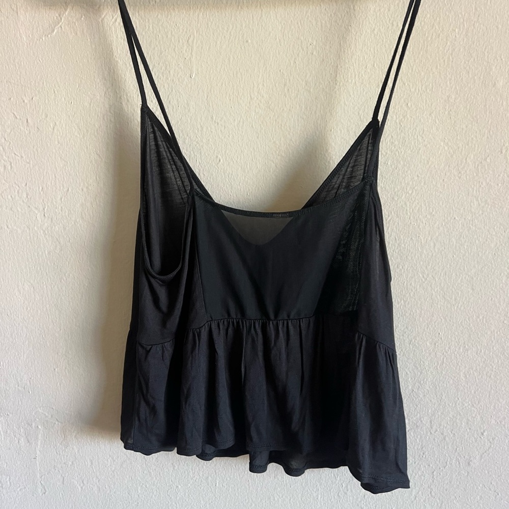 ALO Yoga Black Sheer Peplum Camisole